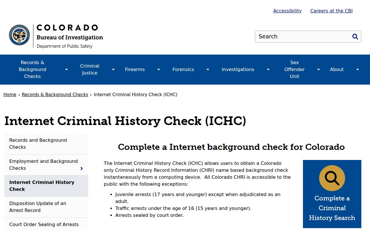 Cheyenne County arrest records CBI ICHC scope