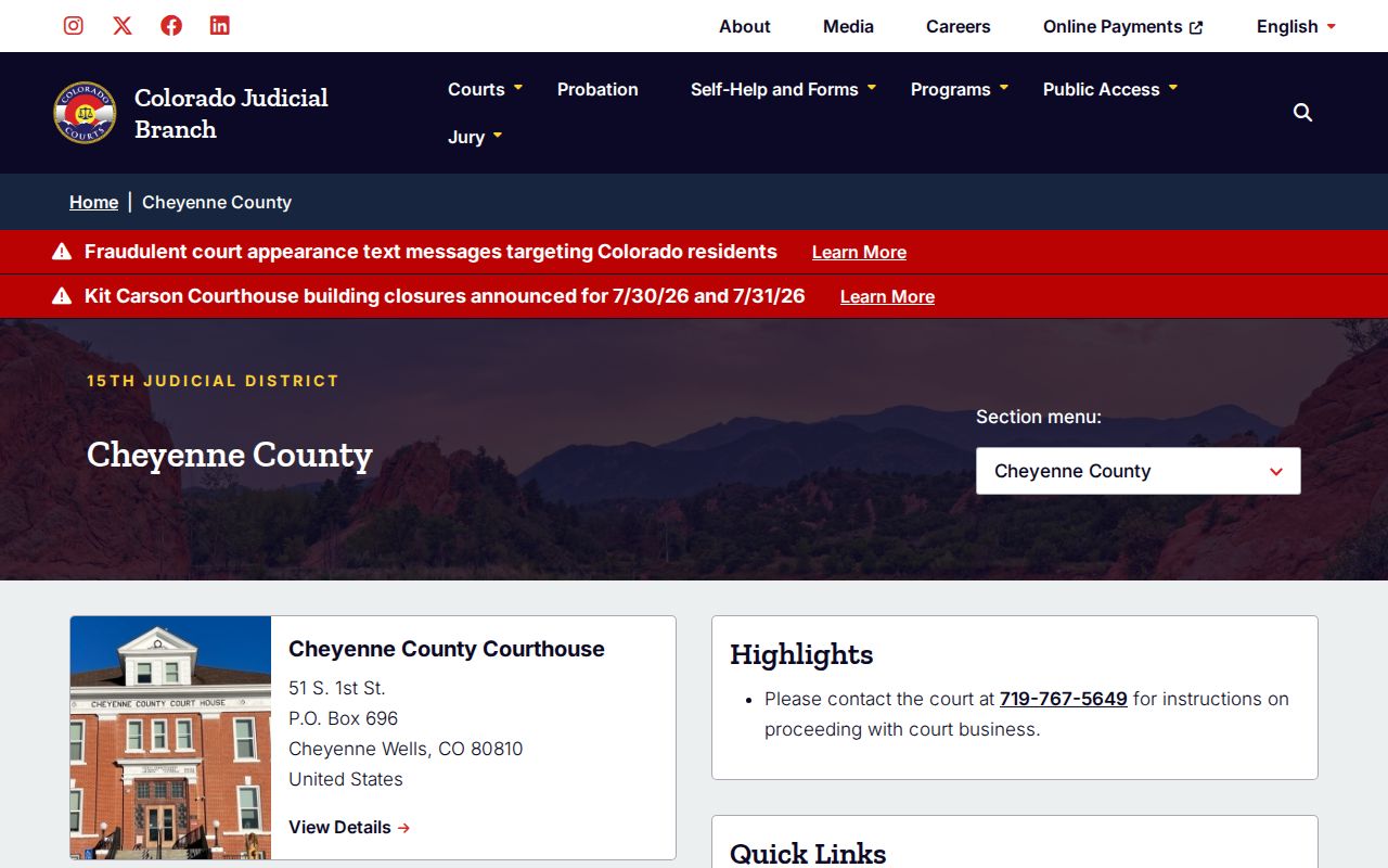 Cheyenne County criminal court trial court information