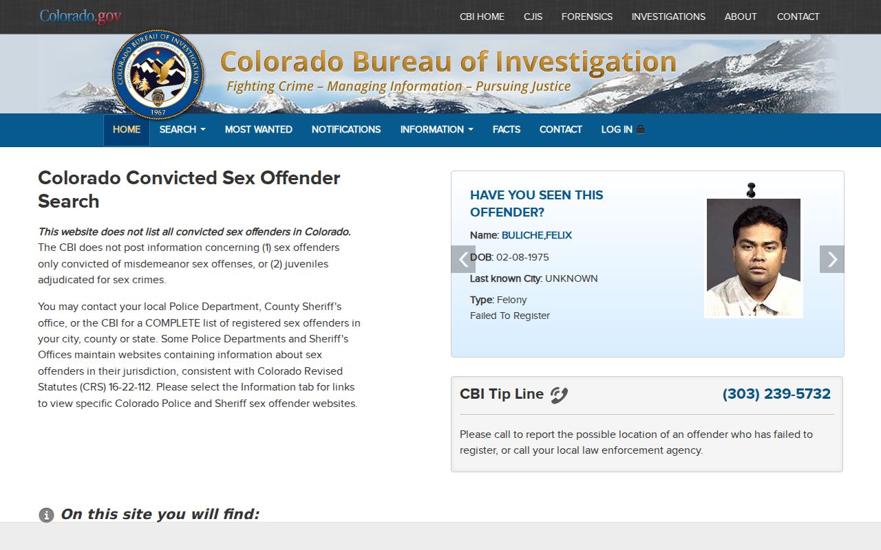 Colorado Sex Offender Registry public search for Cheyenne County