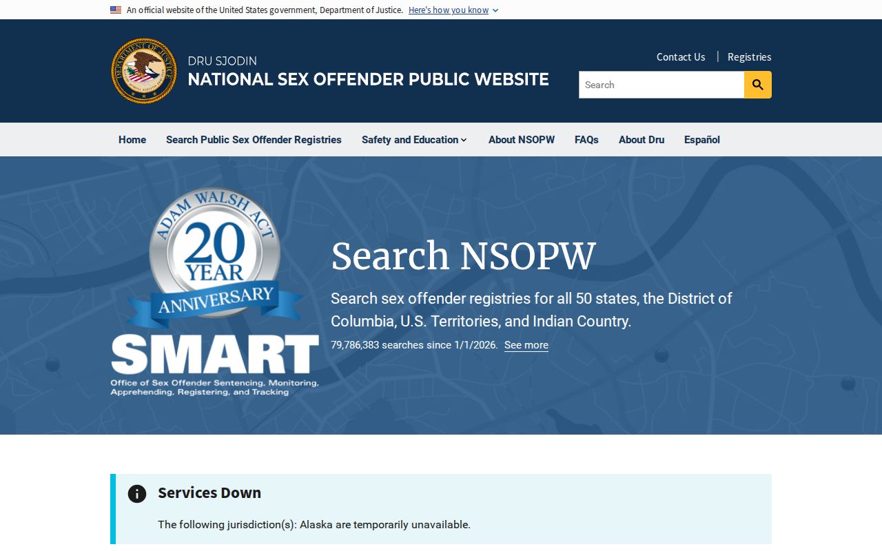 National Sex Offender Public Website search covering Cheyenne County and other jurisdictions