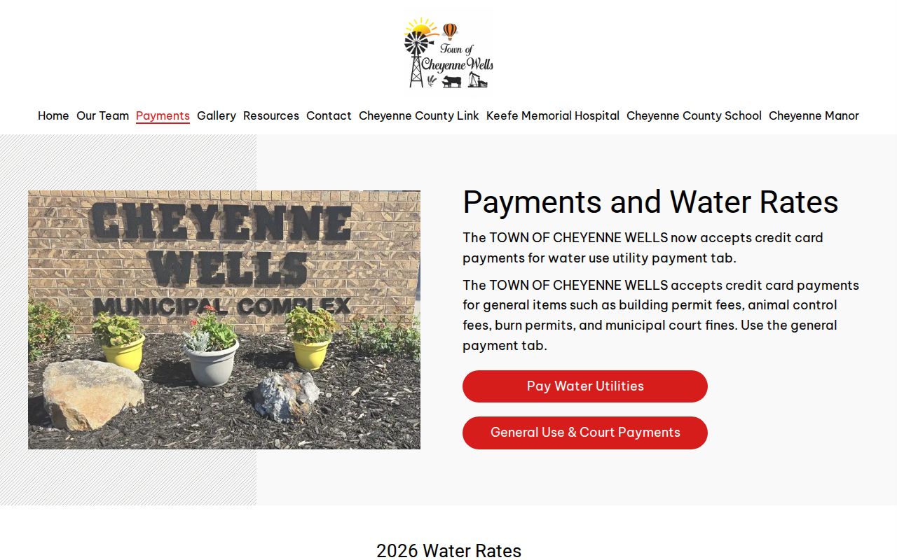 Cheyenne Wells general and municipal court payment page