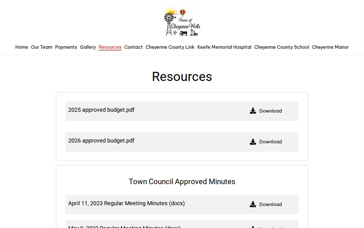 Cheyenne Wells official public resources page