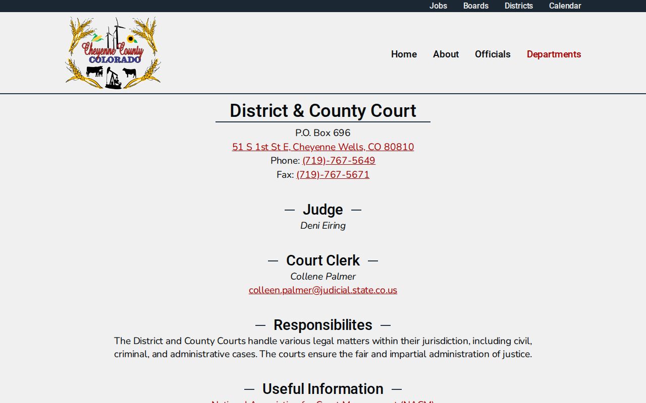 Cheyenne County criminal court record contact information