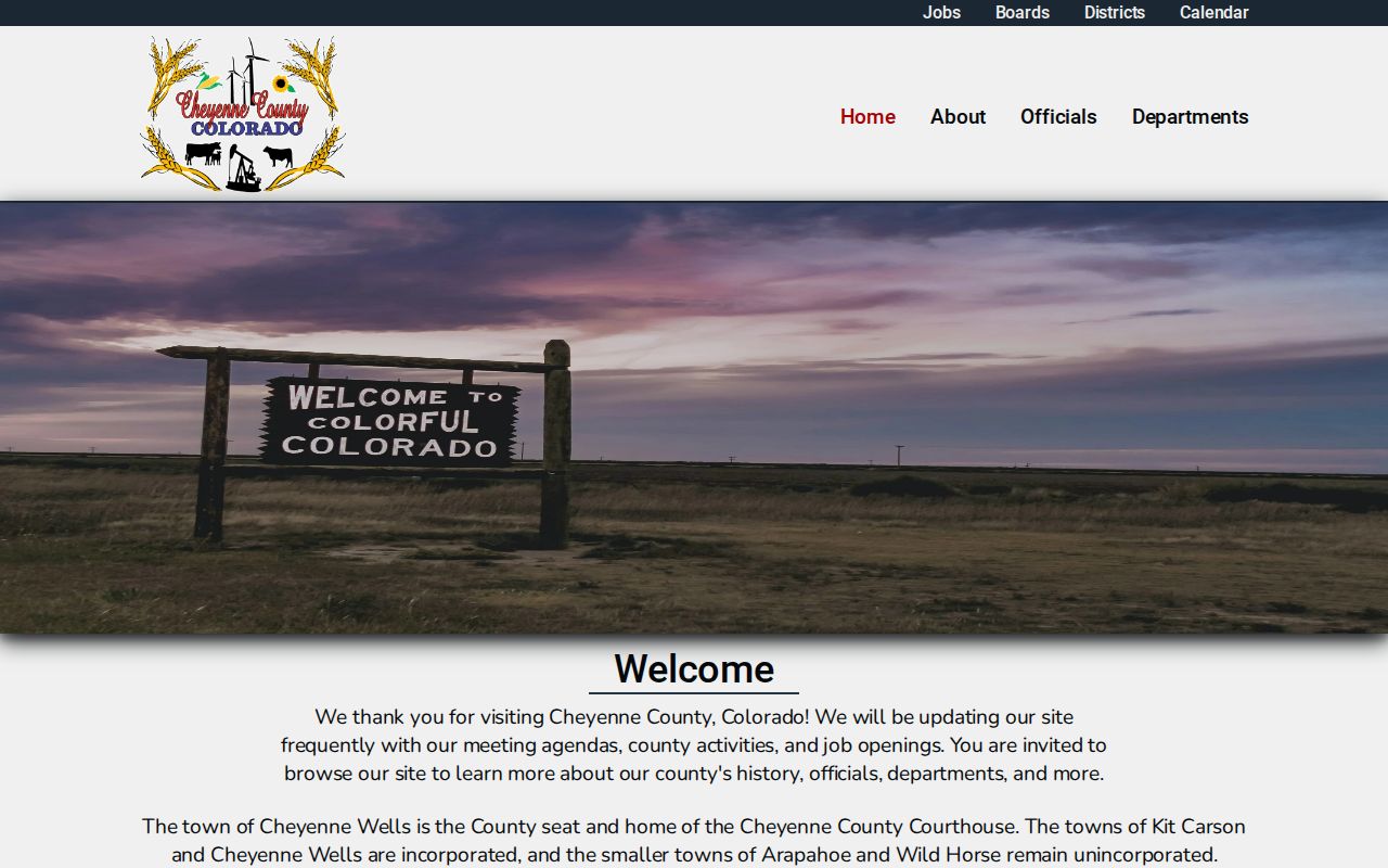 Cheyenne County criminal history department links on the county homepage